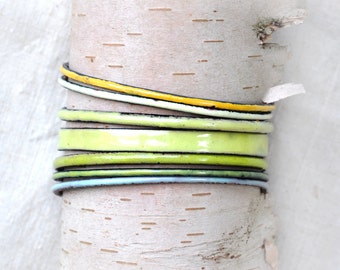 Mixed Field Tones Bangle Set - Handmade Enamel Bracelets