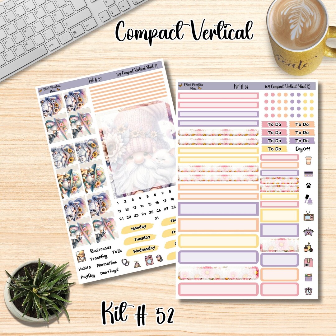 KIT # 52 || 7x9 Erin Condren Compact Vertical Printable Planner Sticker ...