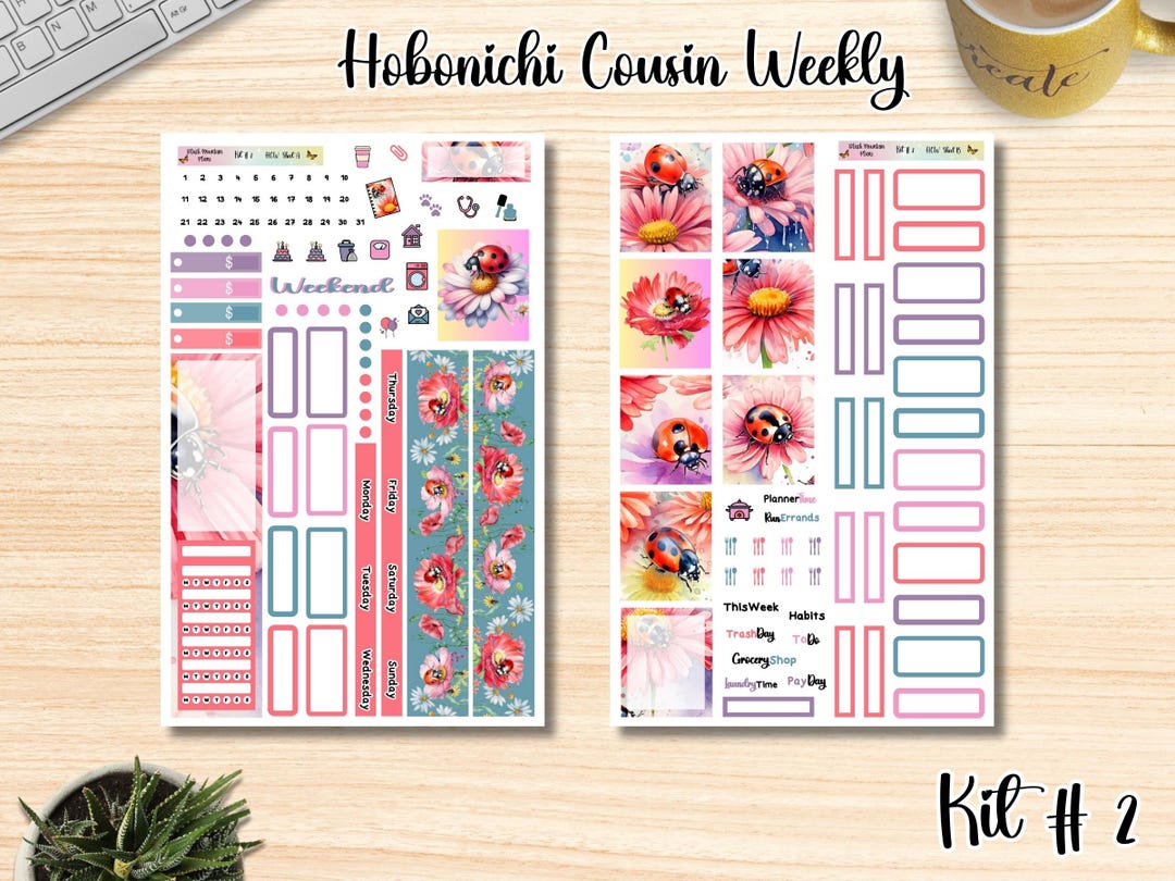 KIT 2 A5 Hobonichi Cousin Weekly Printable Planner Sticker Kit - Etsy