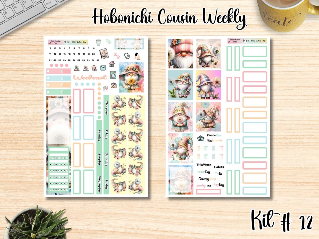 KIT 12 A5 Hobonichi Cousin Weekly Printable Planner Sticker Kit - Etsy