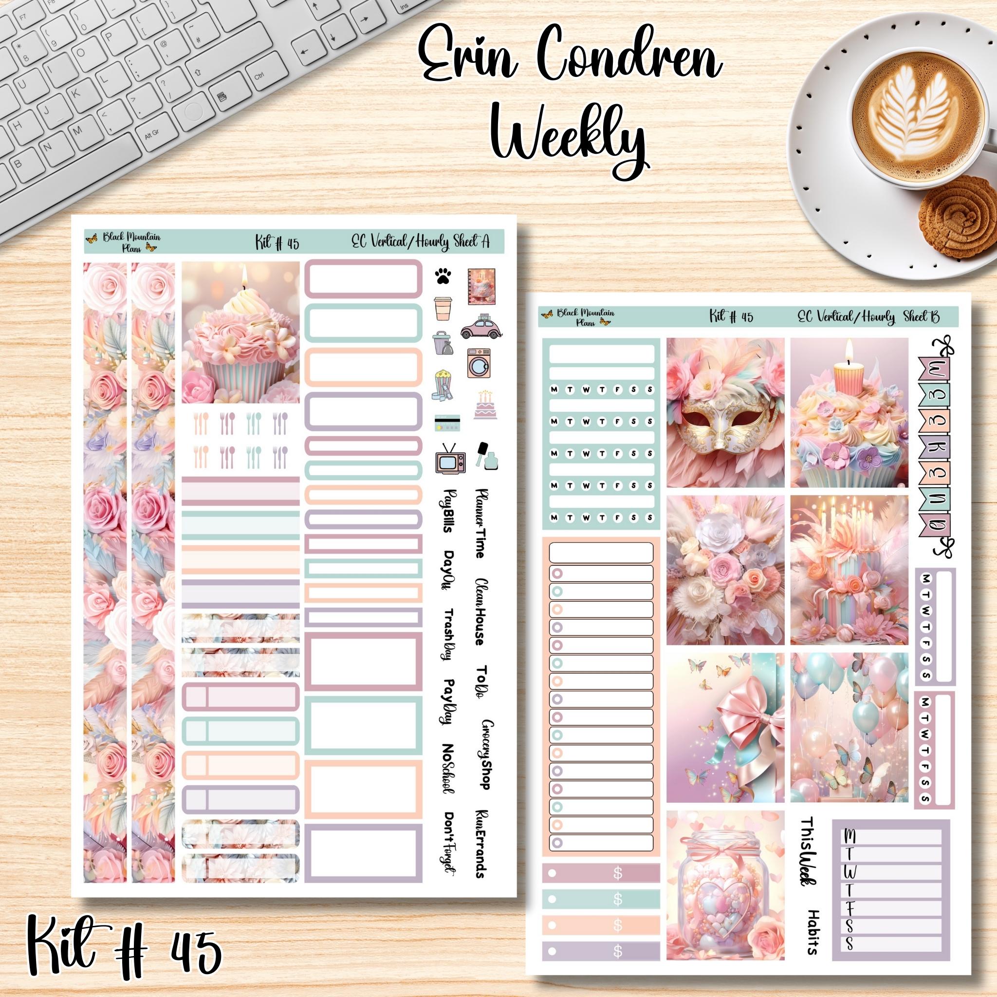 KIT 45 7x9 Erin Condren Weekly Printable Planner Sticker Kit - Etsy