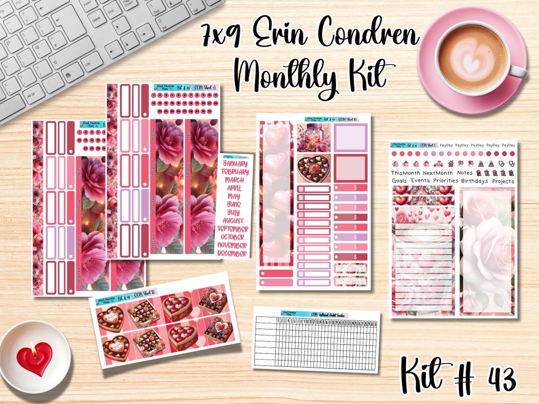 KIT 43 7x9 Erin Condren ANY Month Printable Planner Sticker Kit - Etsy