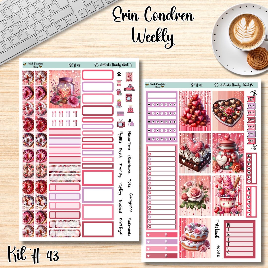 KIT 43 7x9 Erin Condren Weekly Printable Planner Sticker Kit - Etsy