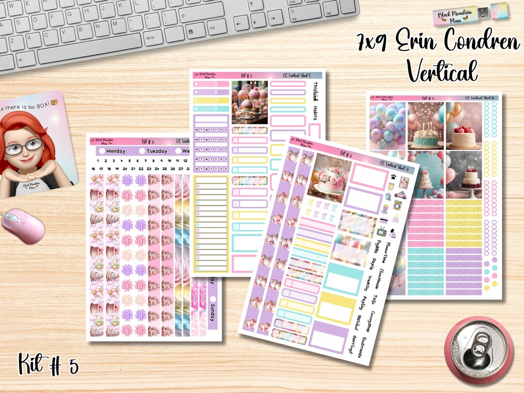 KIT 5 7x9 Erin Condren Vertical Weekly Printable Planner Sticker Kit - Etsy