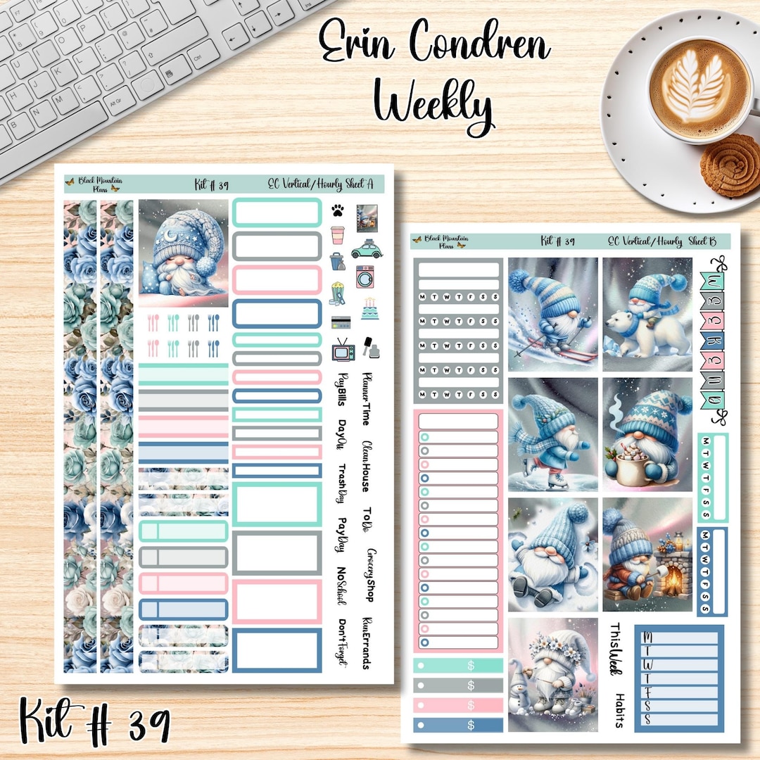 KIT # 39 || 7x9 Erin Condren Weekly Printable Planner Sticker Kit - Etsy