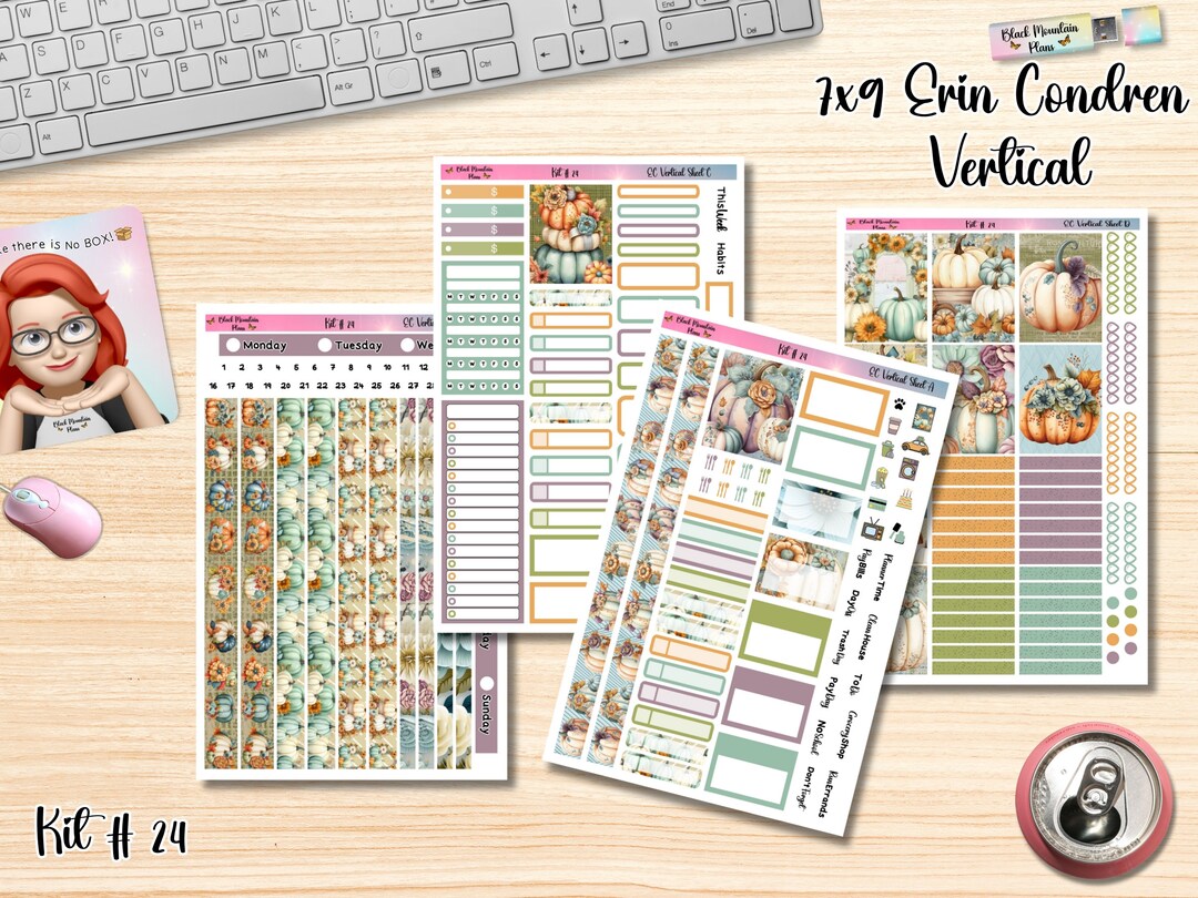 KIT 24 7x9 Erin Condren Vertical Weekly Printable Planner Sticker Kit ...