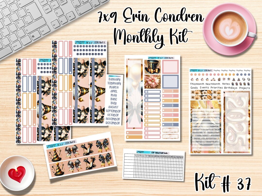 KIT 37 7x9 Erin Condren ANY Month Printable Planner Sticker Kit - Etsy