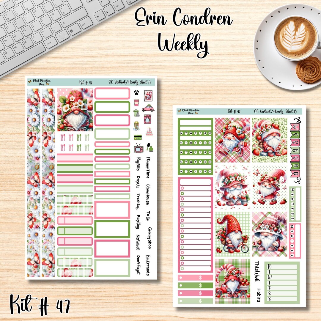 KIT # 47 || 7x9 Erin Condren Weekly Printable Planner Sticker Kit - Etsy