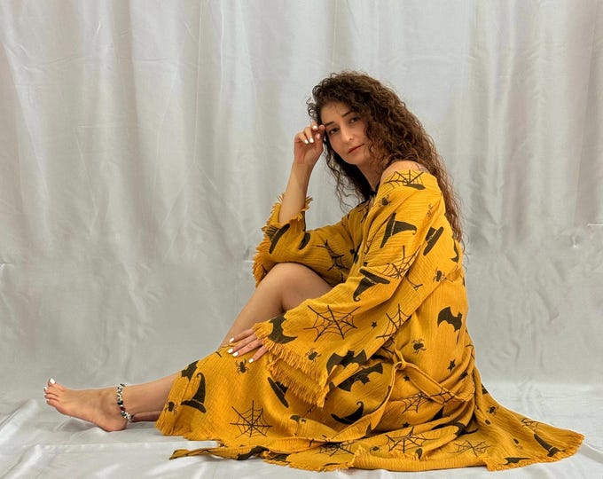Featured listing image: Halloween Robe | Halloween Gift | Halloween Outfit | Halloween Clothes | Boho Halloween | Trick or Treat | Boo Robe | Halloween Party