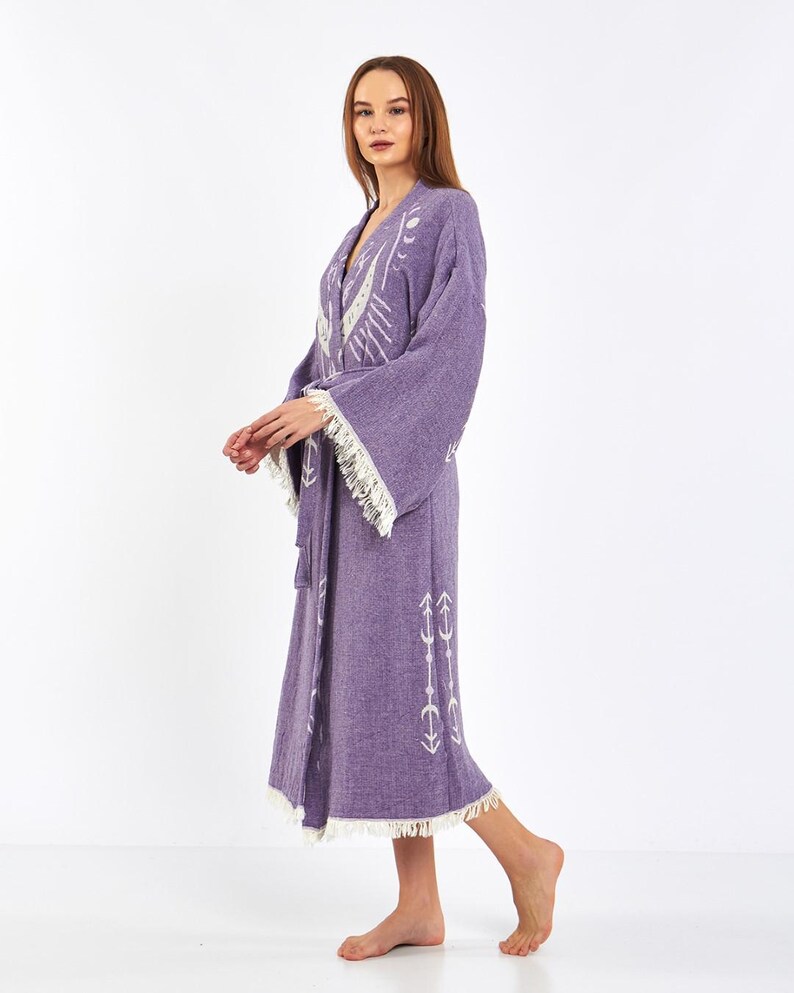 Sun Moon Print Pattern Women Long Robe