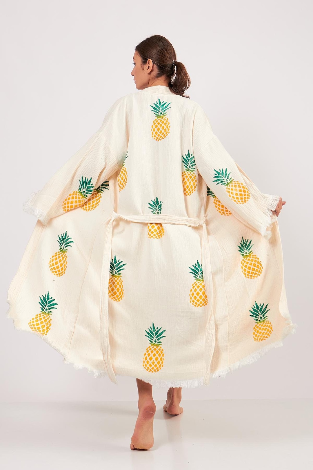 Turkish Organic Pineapple Print Robe | Fruit Themed Robe | Authentic ...