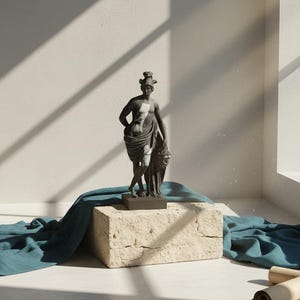 Perseus Holding Medusa’s Head – Handcrafted High-Resolution 3D Printed Statue | Antique Marble Finish