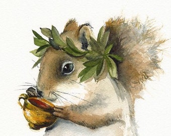 squirrel art- wine, greek, -Dionysus - Squirrel Art