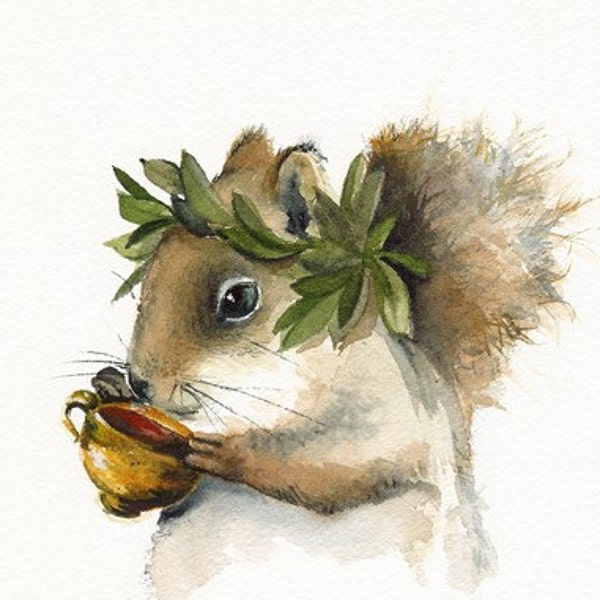 squirrel art- wine, greek, -Dionysus - Squirrel Art