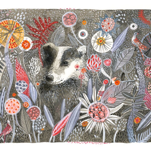 Badger's Dream- Print of original watercolor painting