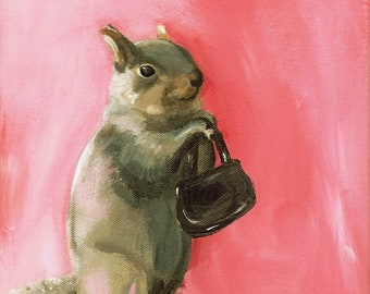 Squirrel Print, Squirrel art, Squirrel painting- "Viv"- Squirrel