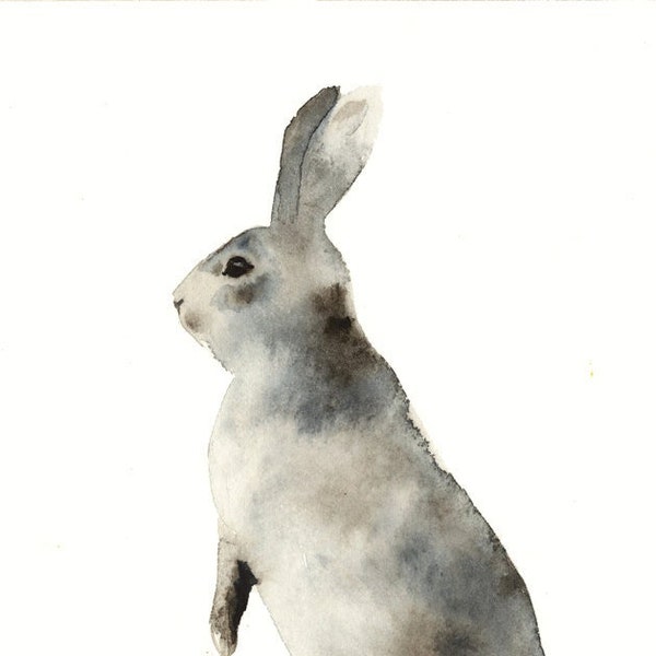 Nursery art, nursery decor, Woodlands Nursery Art, Rabbit Wall Decor, Baby Animal Print,  Nursery Woodlands Bunny Grey Rabbit no. 2