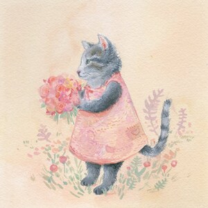 Kitten with Bouquet Print