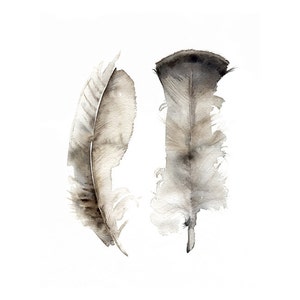 Feather painting, feather art, feather watercolor art print-Turkey Feathers print of original watercolor painting image 1