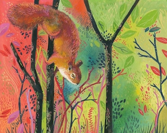 Squirrel in Forest Print