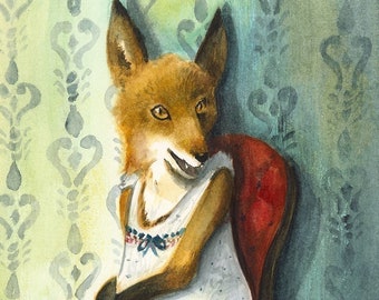 Fox art - Mademoiselle - archival print