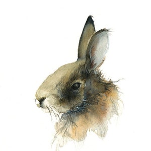 watercolor painting print -Rabbit - easter art, Archival Print, rabbit art, nature, watercolor