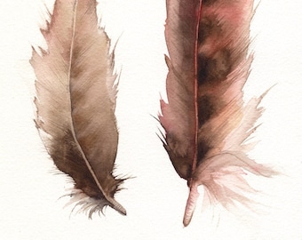 Feathers No. 2   feather painting, nature, archival print