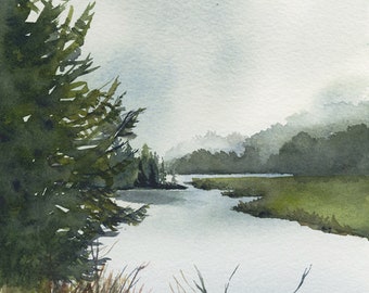 Pond Edge -  Print of watercolor