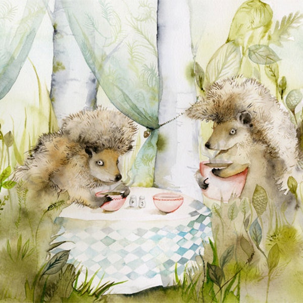 hedgehogs, children, decor, forest- Forest Cafe