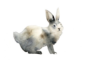 Animal art, animal watercolor painting, animal print- rabbit art,woodland, forest, nature, watercolor