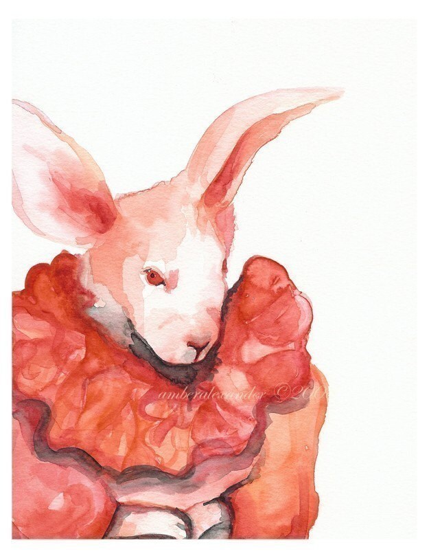 Pink Grapefruit pink rabbit art easter bunny Etsy