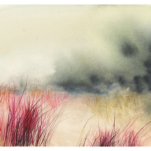 landscape painting, abstract landscape, landscape print - Dune - Print of Original Watercolor