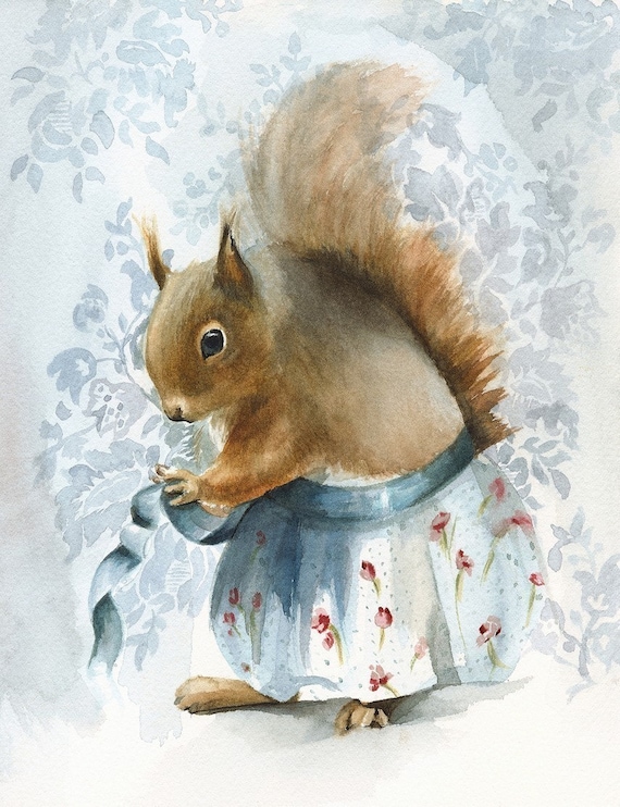 Squirrel Art Squirrel Art Print Squirrel Painting Squirrel