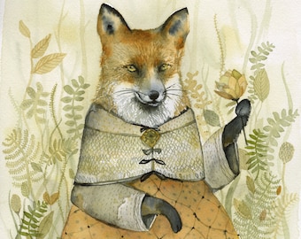 Fox Art - Lady Fiona - watercolor print - Illustrious Forest Collection