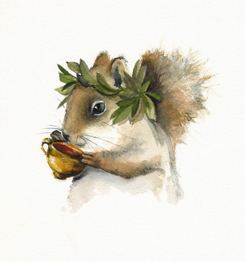 squirrel art wine, greek, Dionysus Squirrel Art image 1