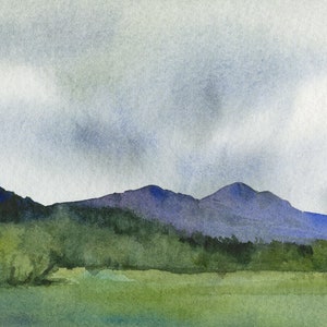 Waitsfield Mountains- Vermont Mountains- Print of watercolor painting