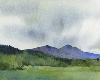 Waitsfield Mountains- Vermont Mountains- Print of watercolor painting