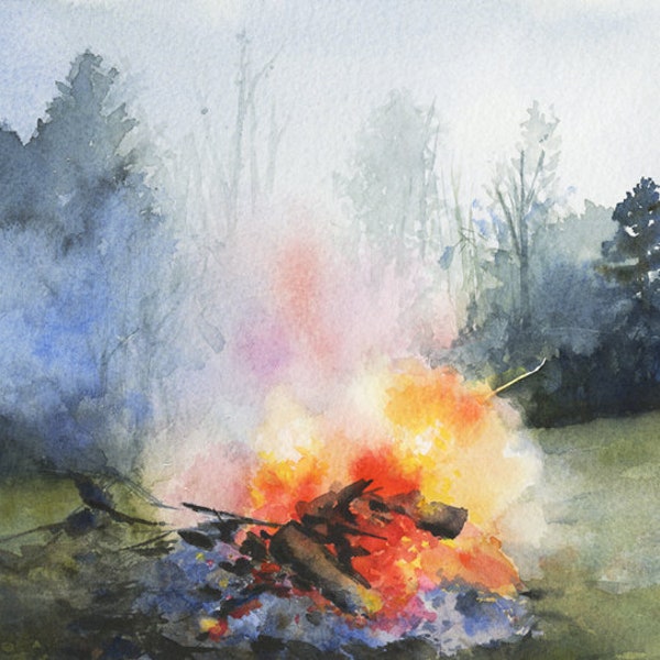 Bonfire - Print of watercolor