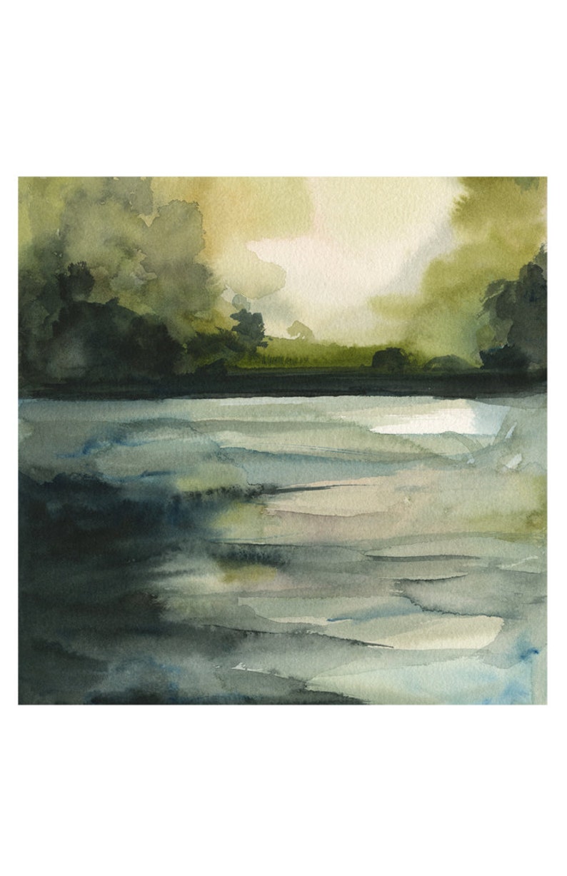 landscape painting, watercolor landscape, landscape print, In the Water image 1