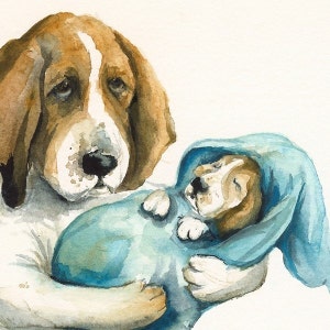 Norma's New Baby nursey art, basset hound image 2