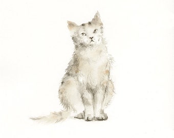 Cat watercolor print