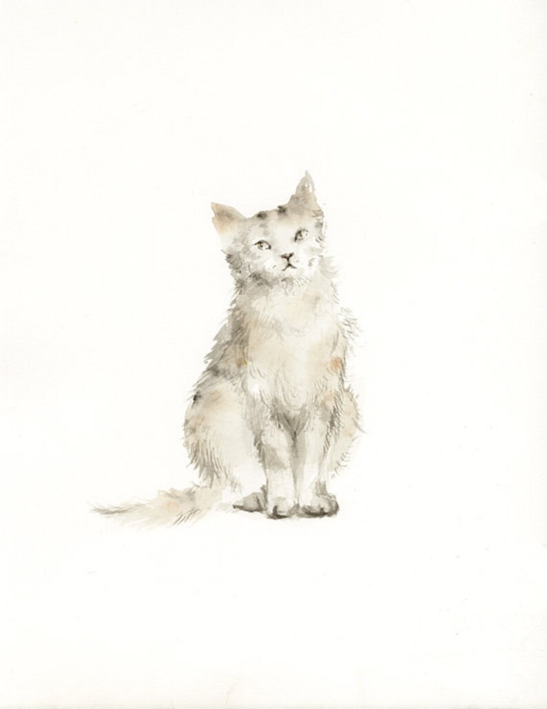 Cat watercolor print image 1