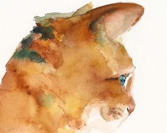 Oliver - Cat Art - archival print of watercolor