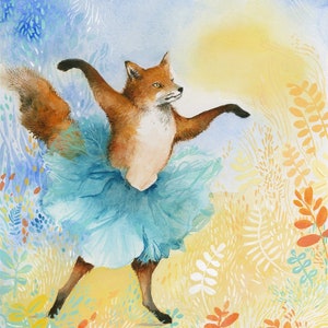 Dancer in Blue- Fox Ballerina print