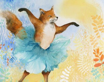 Dancer in Blue- Fox Ballerina print