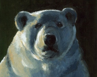 Bear art, polar bear art, "I'd like more Ice Please"l Art Print- Polar Bear Art