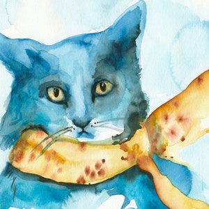 Bluebell Blue Cat Art, children,decor, room image 1