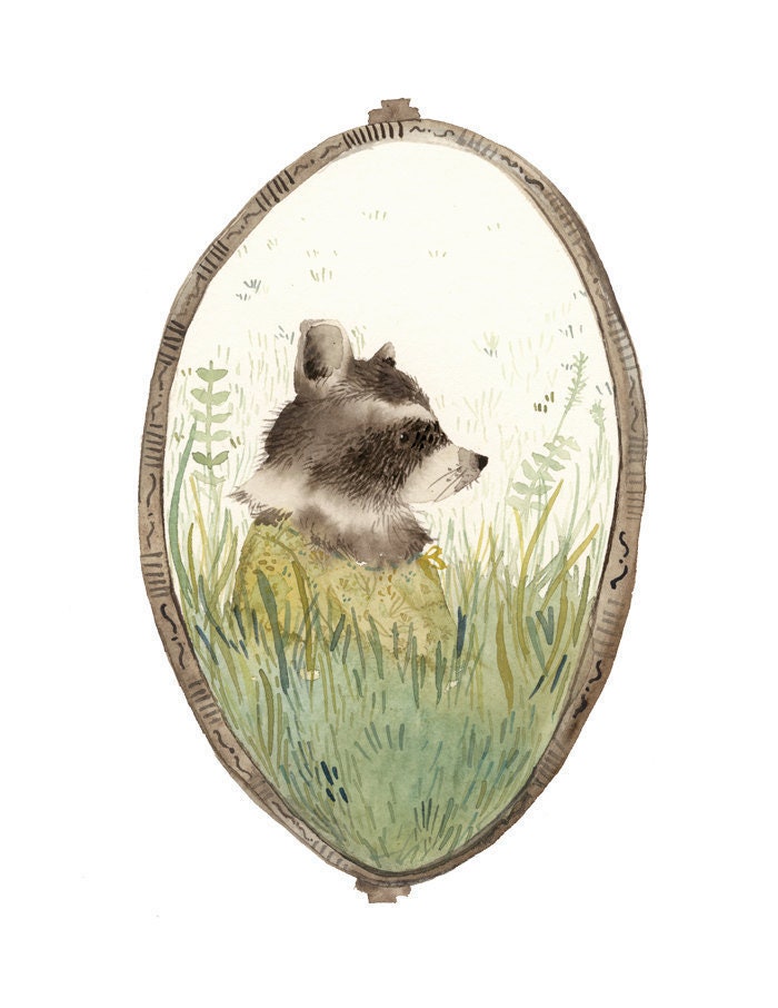 Nursery art, Nursery Decor, Woodland Nursery, Nursery watercolor,Racc…