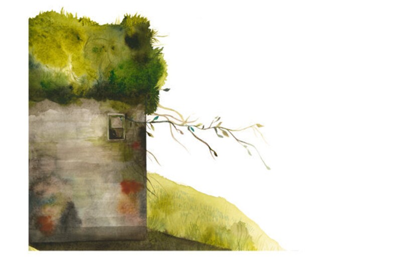 Moss House Archival Print of Original Watercolor, gardening image 1