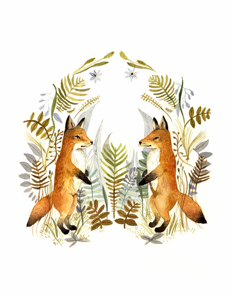 fox art fox watercolor Watercolor painting reproduction image 1